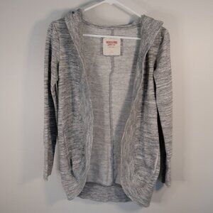 Woman's open comfort sweater with hoodie